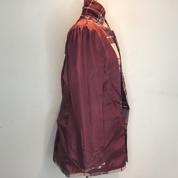 7 For All Mankind Double Breasted maroon/burgundy plaid wool blend blazer M NWT - Picture 8 of 12